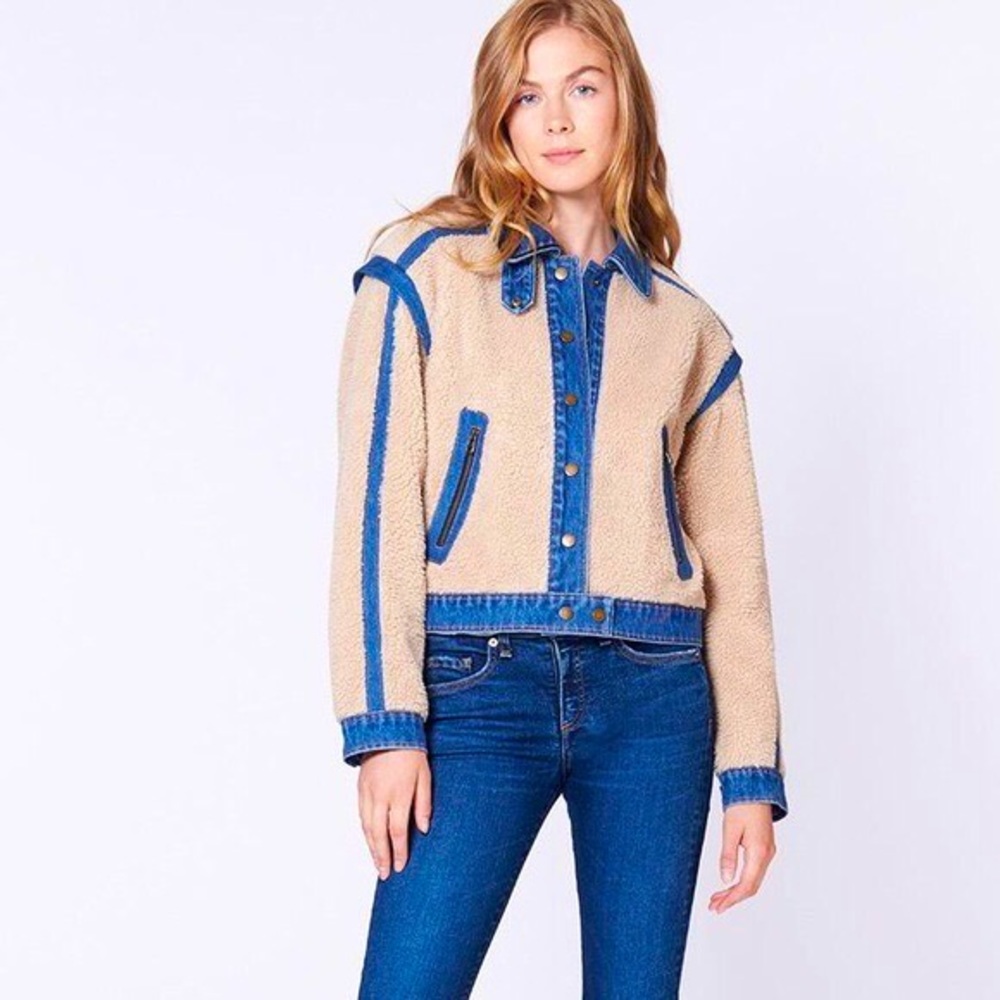 VERONICA BEARD
Potter Cropped Denim-Trim Sherpa Jacket